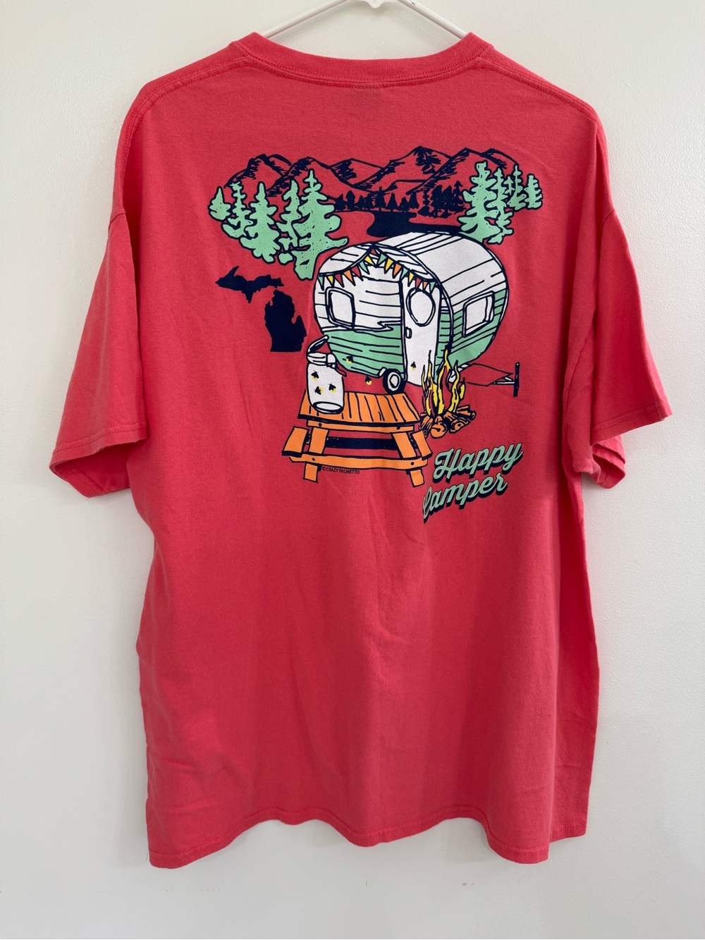 Michigan Cotton T Shirt Happy Camper Gildan XL